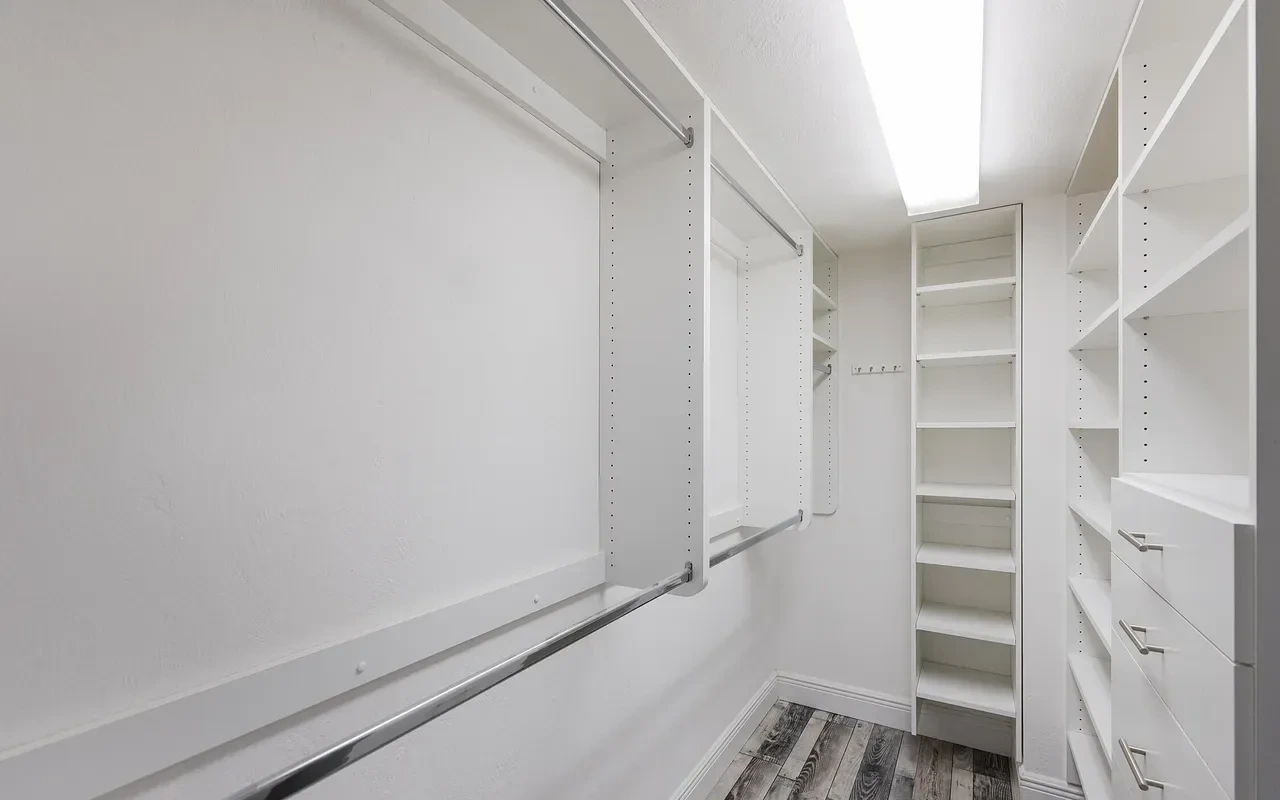 Walk-in closet with custom shelving